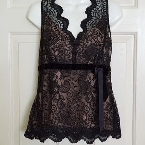 Loft Scalloped V Neck Lace Shirt with Camisole